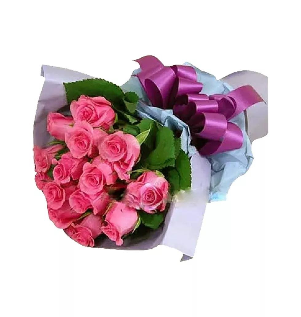 Exquisite Bouquet Of 12 Pink Roses