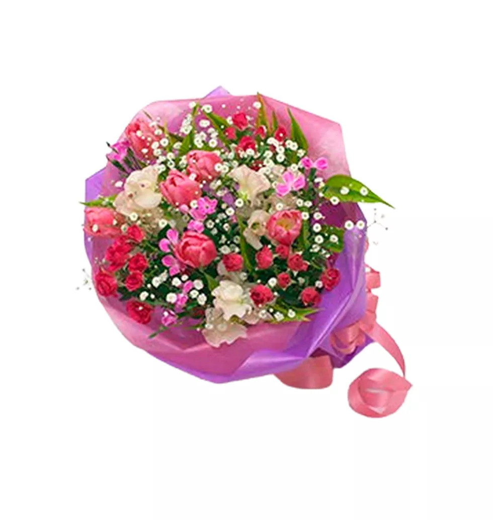 Enchanting Tulip and Sweet Pea Bouquet