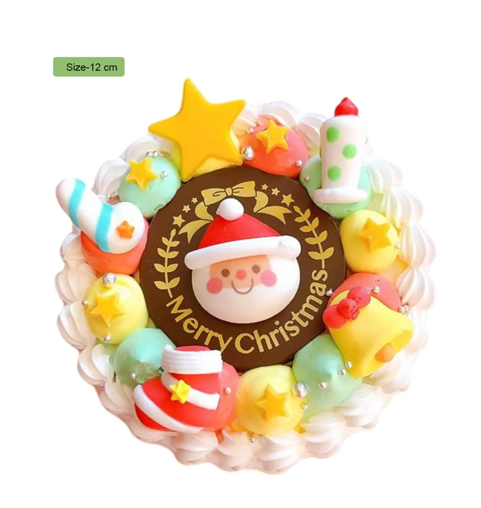 Colorful Cream Christmas Wreath Birthday Cake Treat